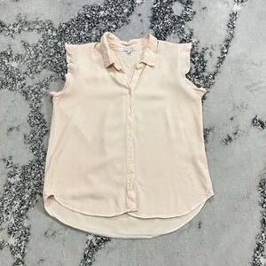 Sedge Blush Pink Button‎ Front Flutter Sleeve Blouse Women's Size Small